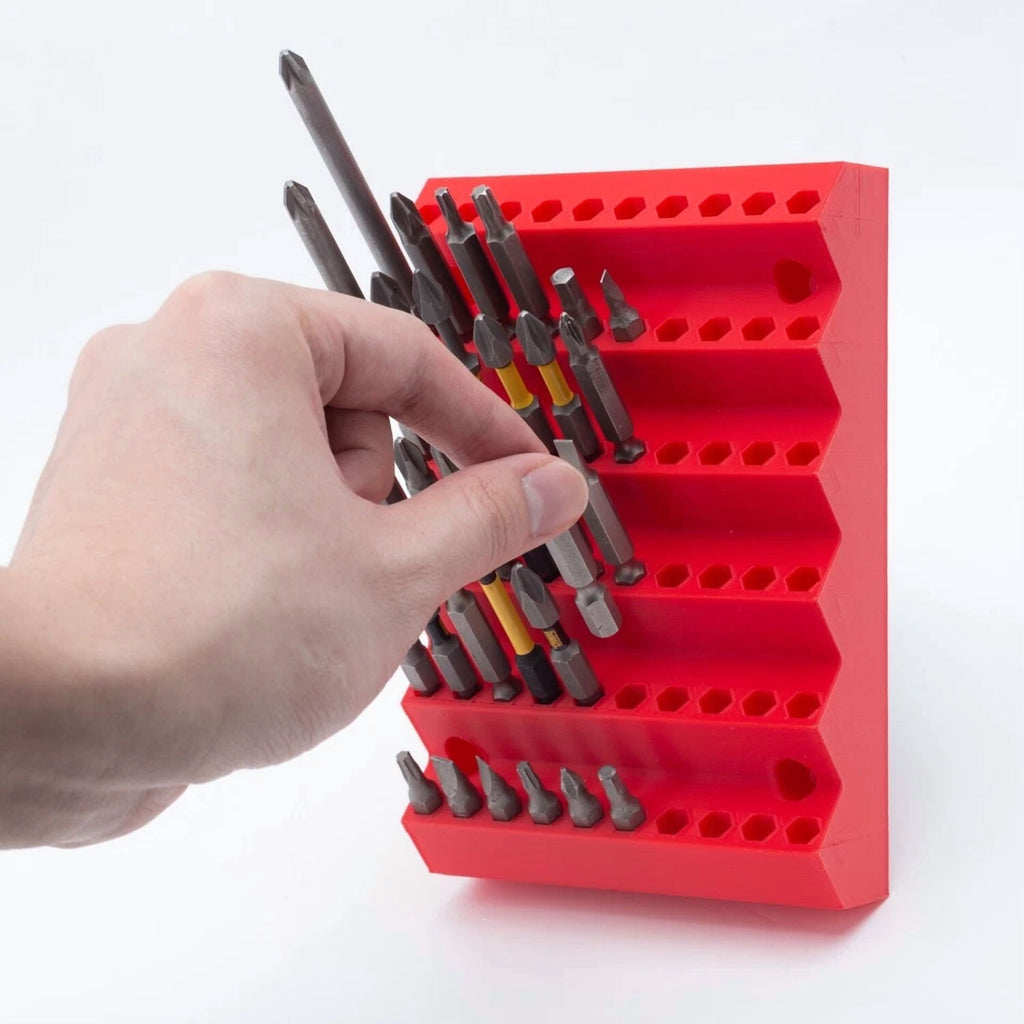 KNACK - New 70 Slots Hex Drill Bits Tool Holder Wall Mount Drill Bits Organizer Case Us