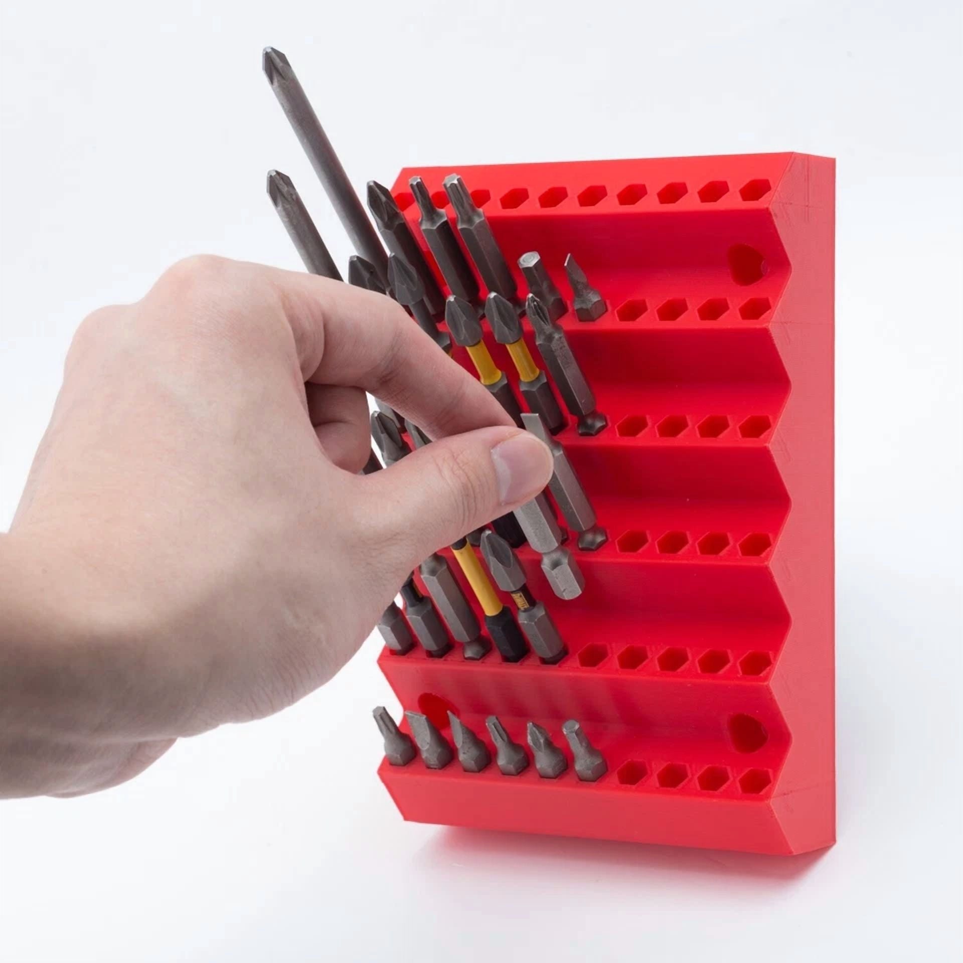 KNACK - New 70 Slots Hex Drill Bits Tool Holder Wall Mount Drill Bits Organizer Case Us