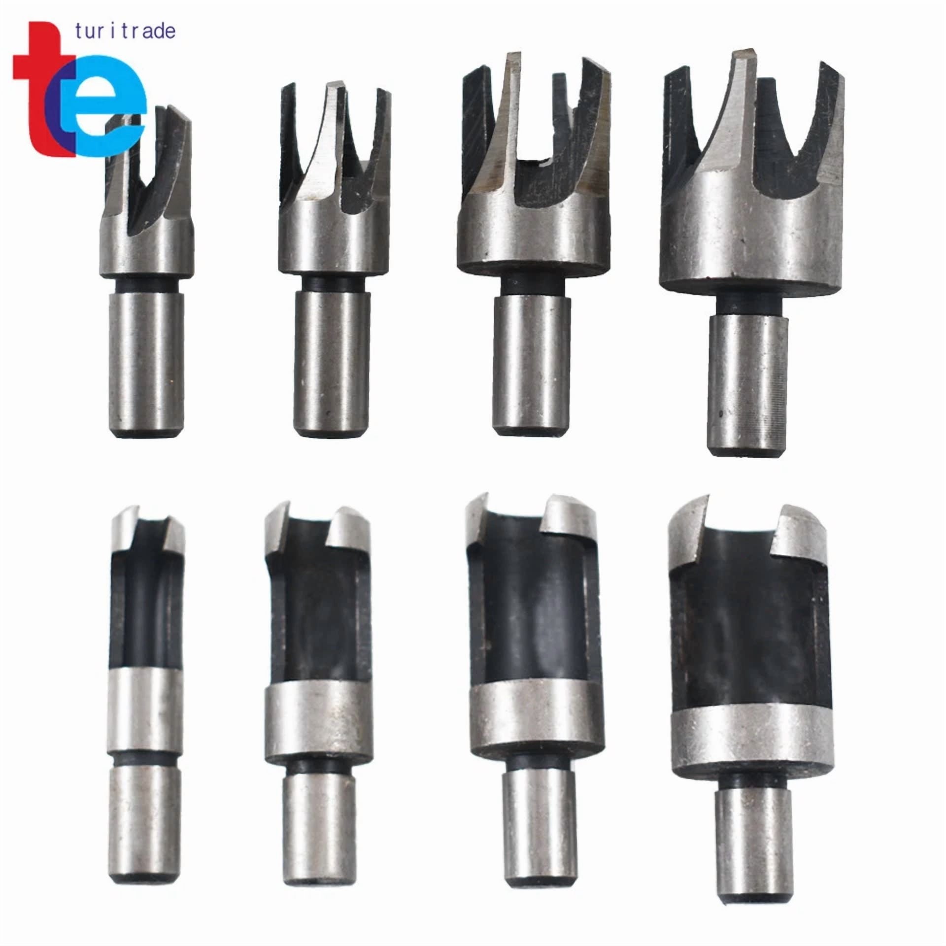 Carbon Steel Wood Plug Hole Cutter Dowel Maker Cutting Shank Drill Bit Set 8 Pcs