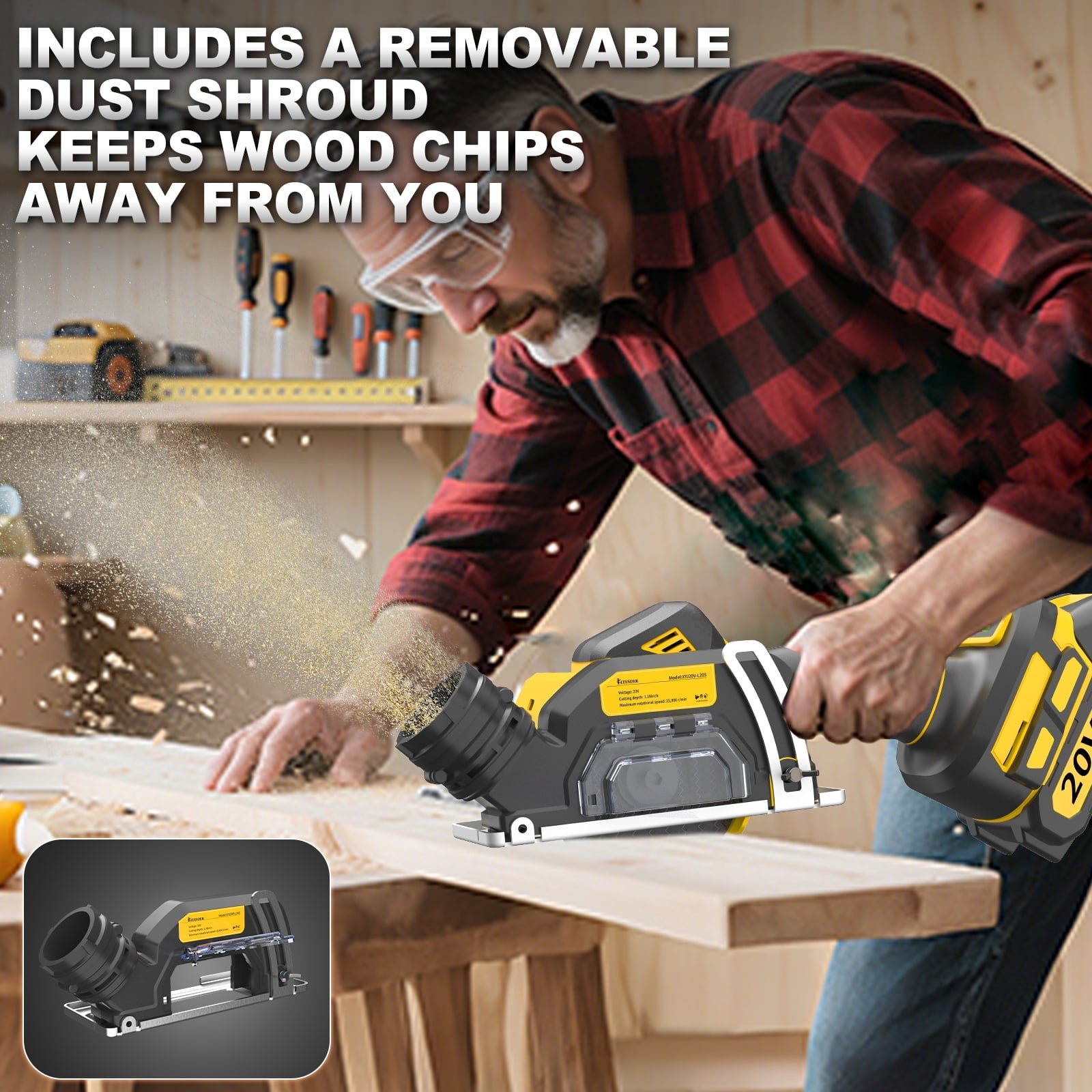 20V 3 Mini Cordless Circular Saw with Battery & Charger, 25000RPM, Blade Guard Included, Cuts Tile Wood Metal Plastic, for DIY & Construction, Local Warehouse Shipping