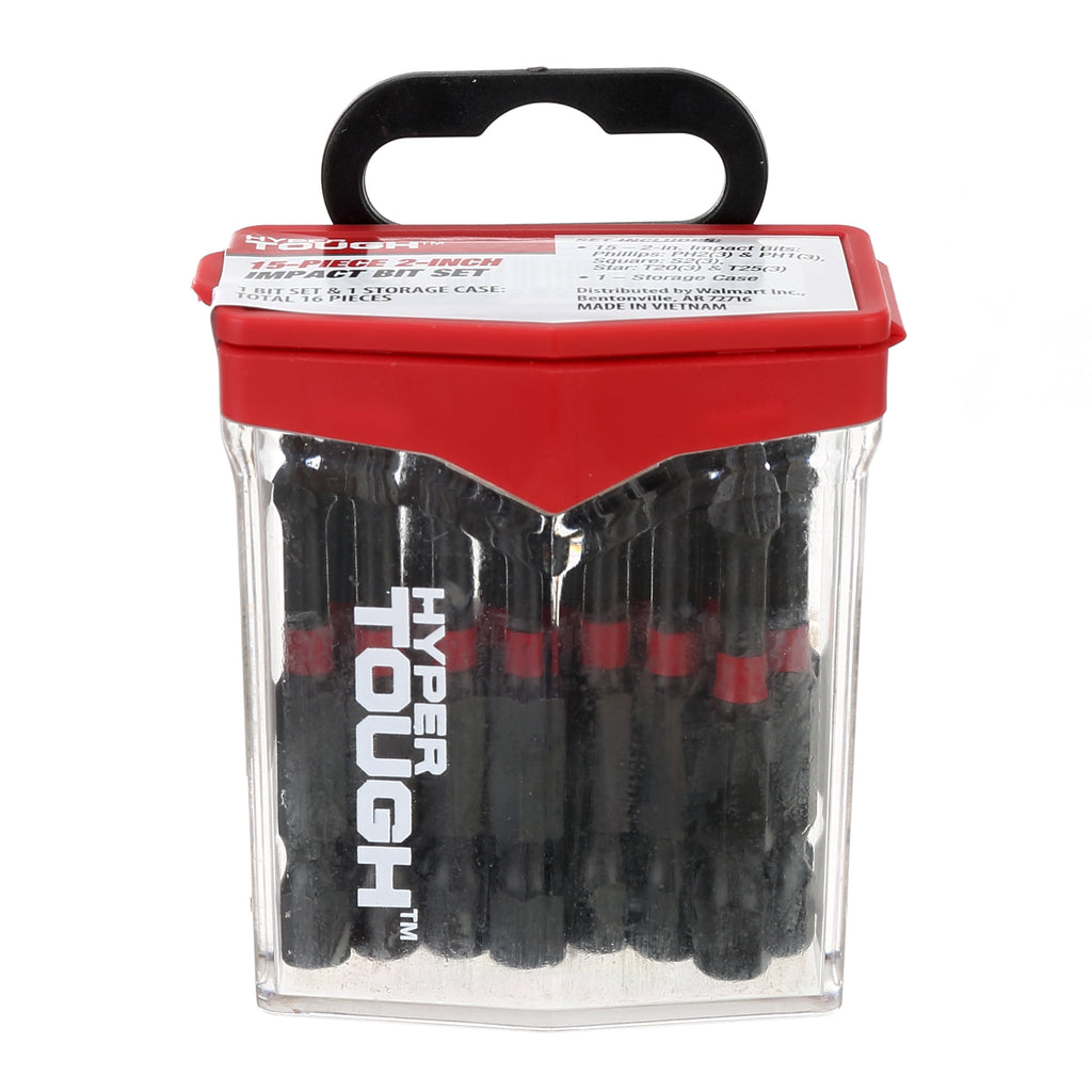 Hyper Tough 15 Piece 2 Impact Rated Screwdriver Bit Set