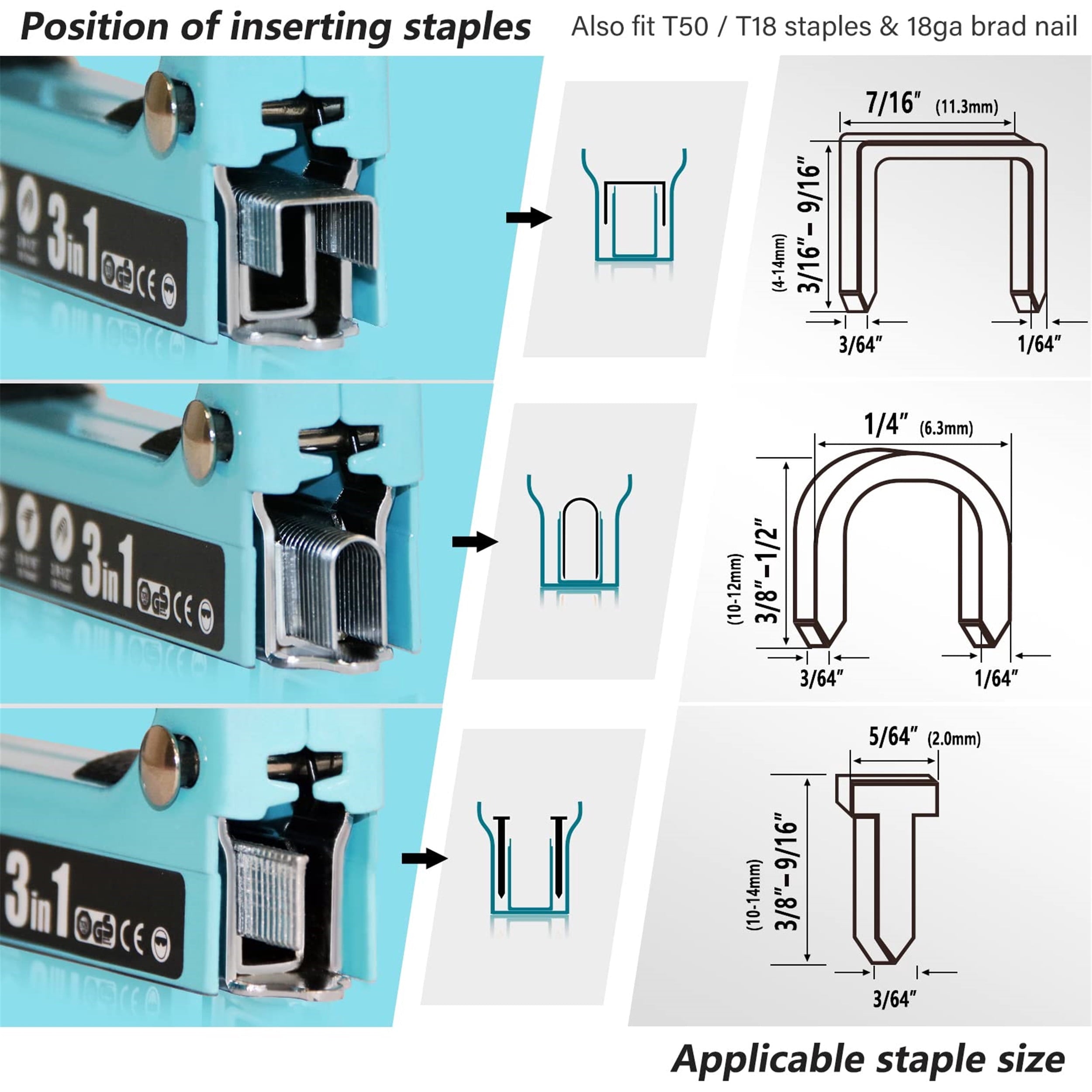 SHALL Staple Gun Heavy Duty, 3-in-1 Upholstery Staple Gun Kit with 3000 Staples, Staple Remover, Manual Brad Nailer with Specific Staples Outlet Position Indicator Blue