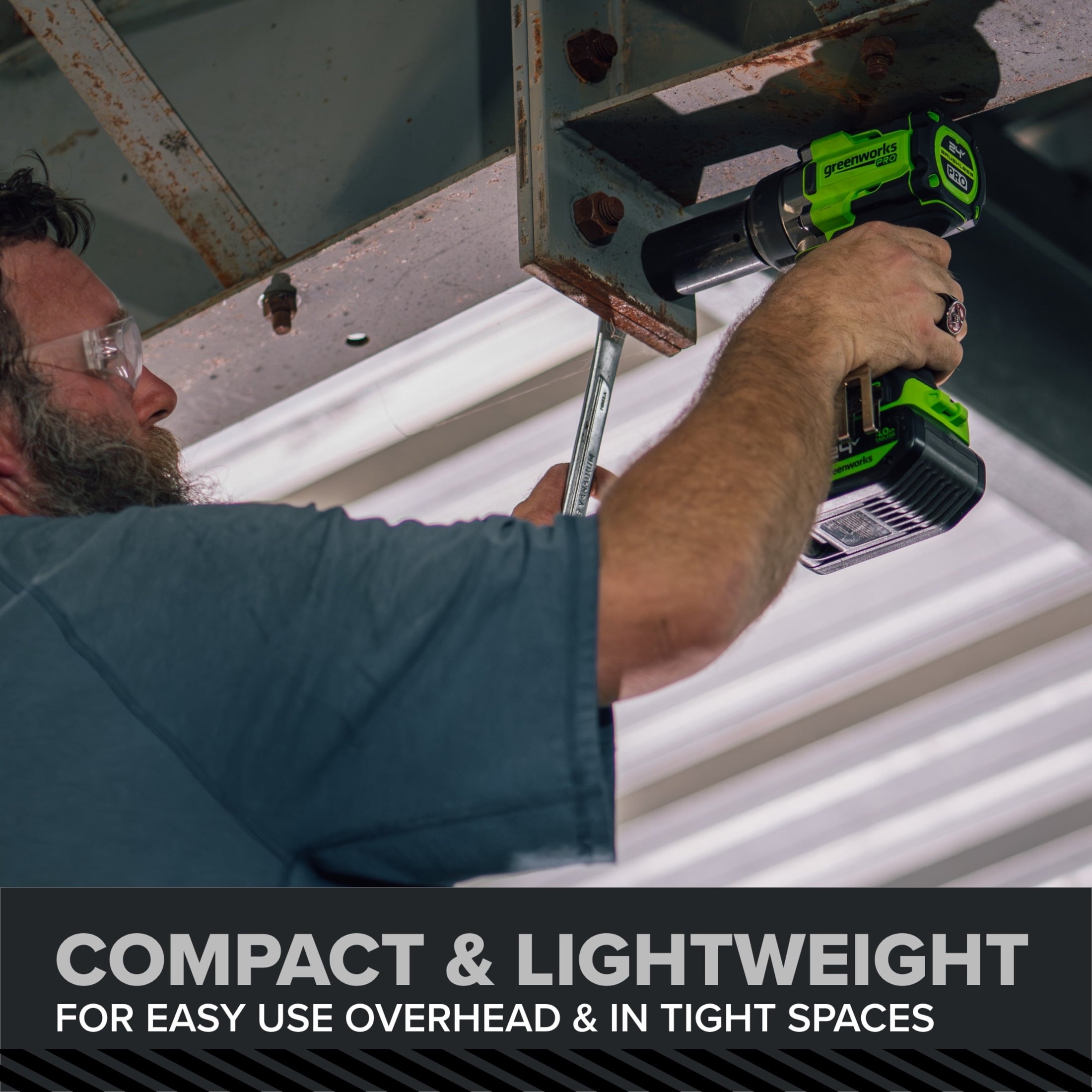 Greenworks Pro PowerAll 24V Brushless 1/2 750 lbs Breaking Impact Wrench, Tool Only, IW5800A3