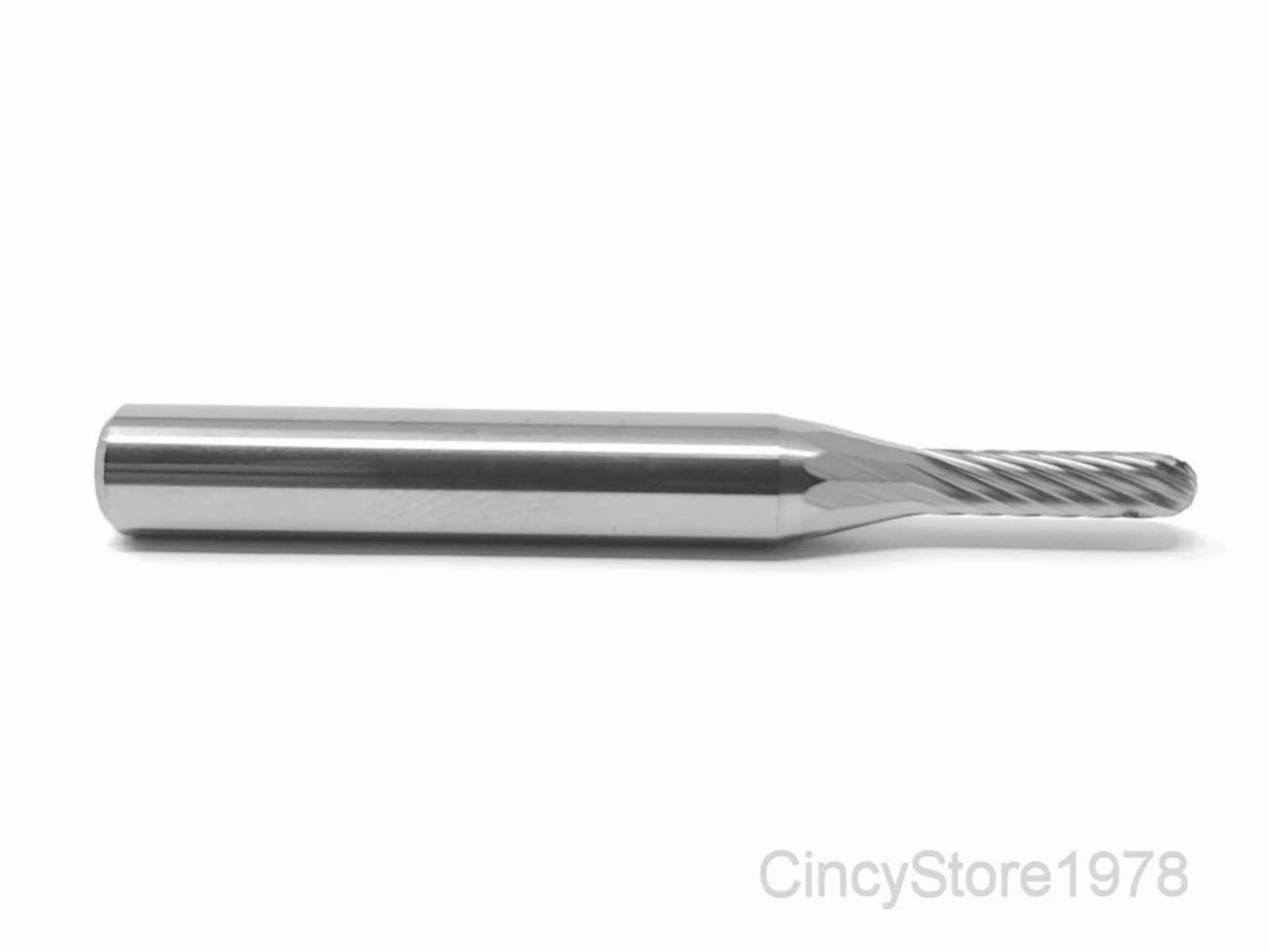 KLYNE - Sc11S Cylindrical Radius 1/8 Carbide Burr Bur Tool Die Grinder Bit 1/4 Shank