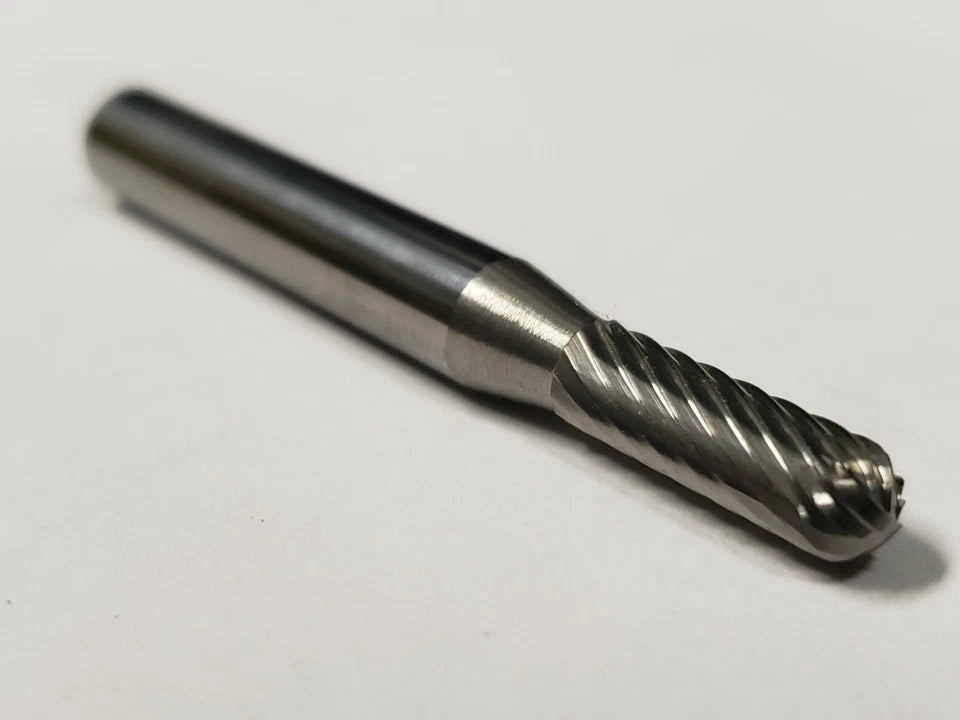 KLYNE - Sc14S Cylindrical Radius 3/16 Carbide Burr Bur Tool Die Grinder Bit 1/4 Shank
