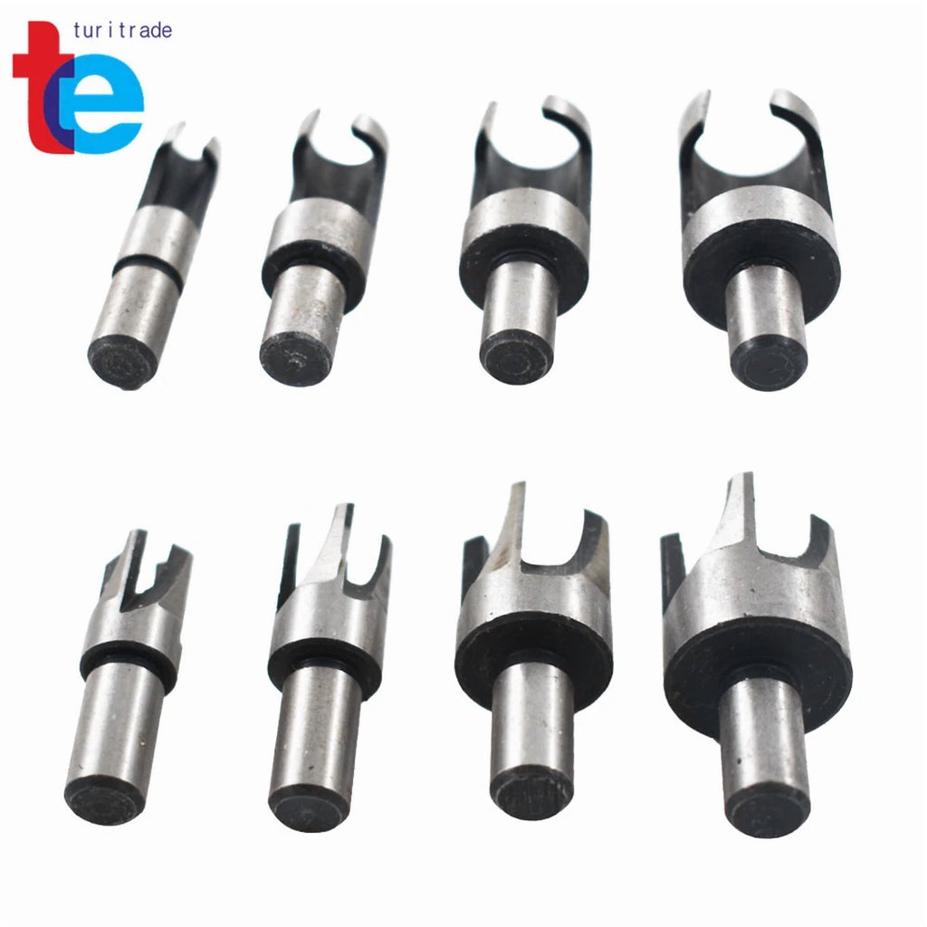 Carbon Steel Wood Plug Hole Cutter Dowel Maker Cutting Shank Drill Bit Set 8 Pcs