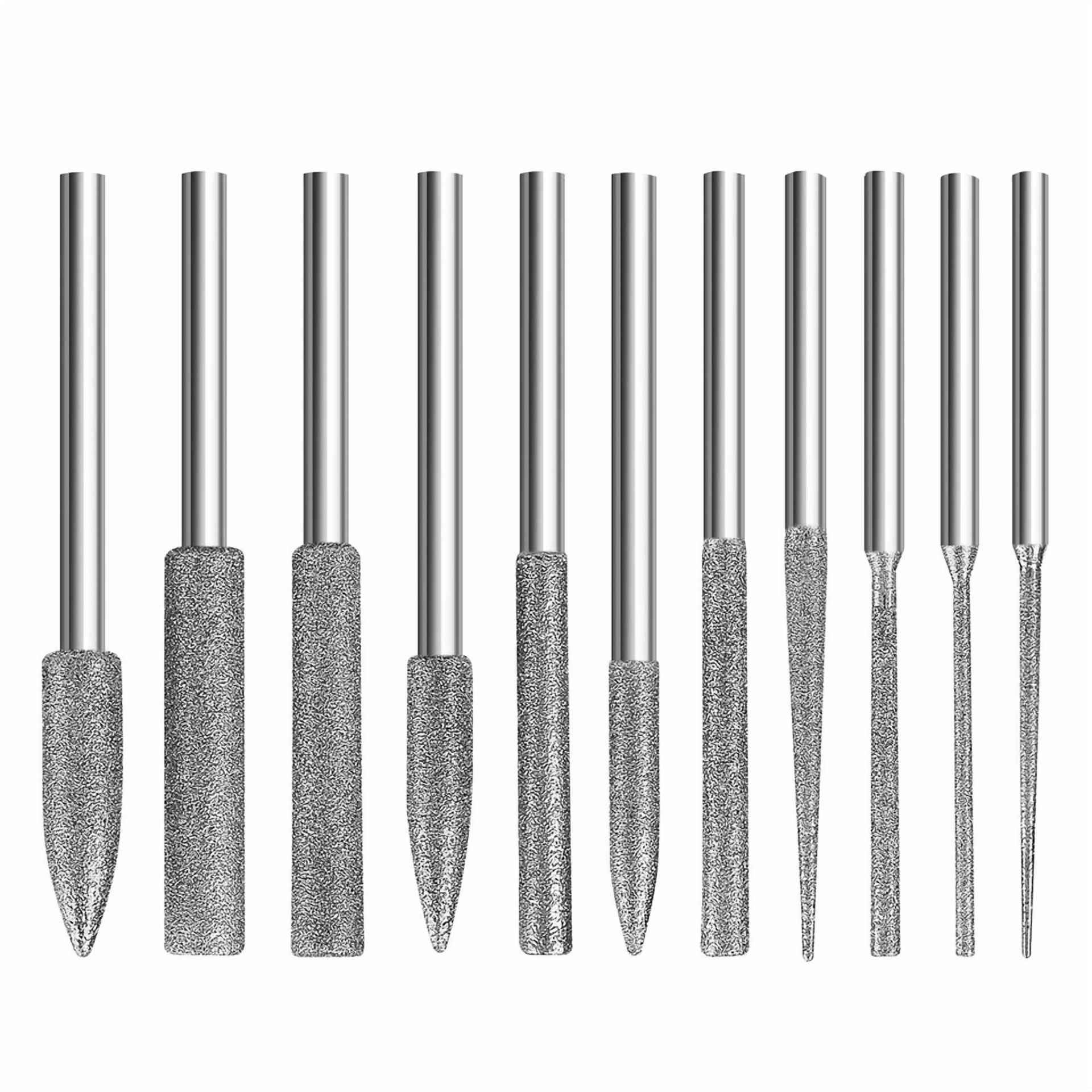11Pcs 1/8 Carbide Steel Diamond Burr Bits Grinding Rotary Tools Accessories