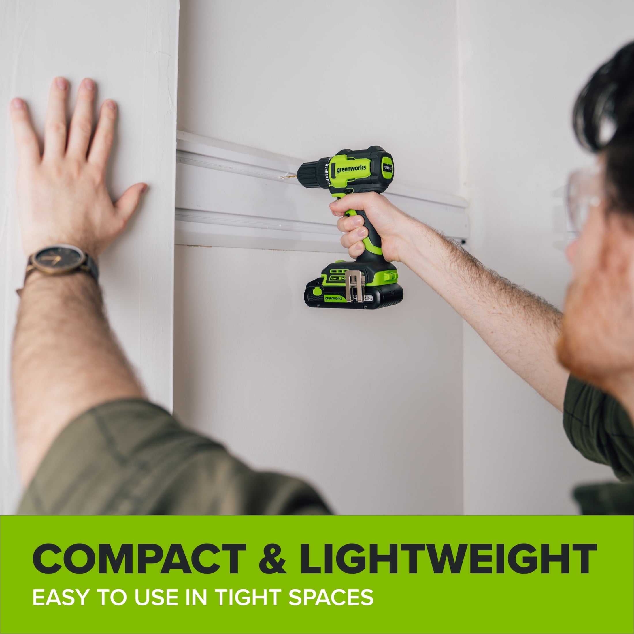 Greenworks PowerAll 24V Brushless 3/8 280 in-lb Drill, with 2Ah USB-C Battery, DD330A7