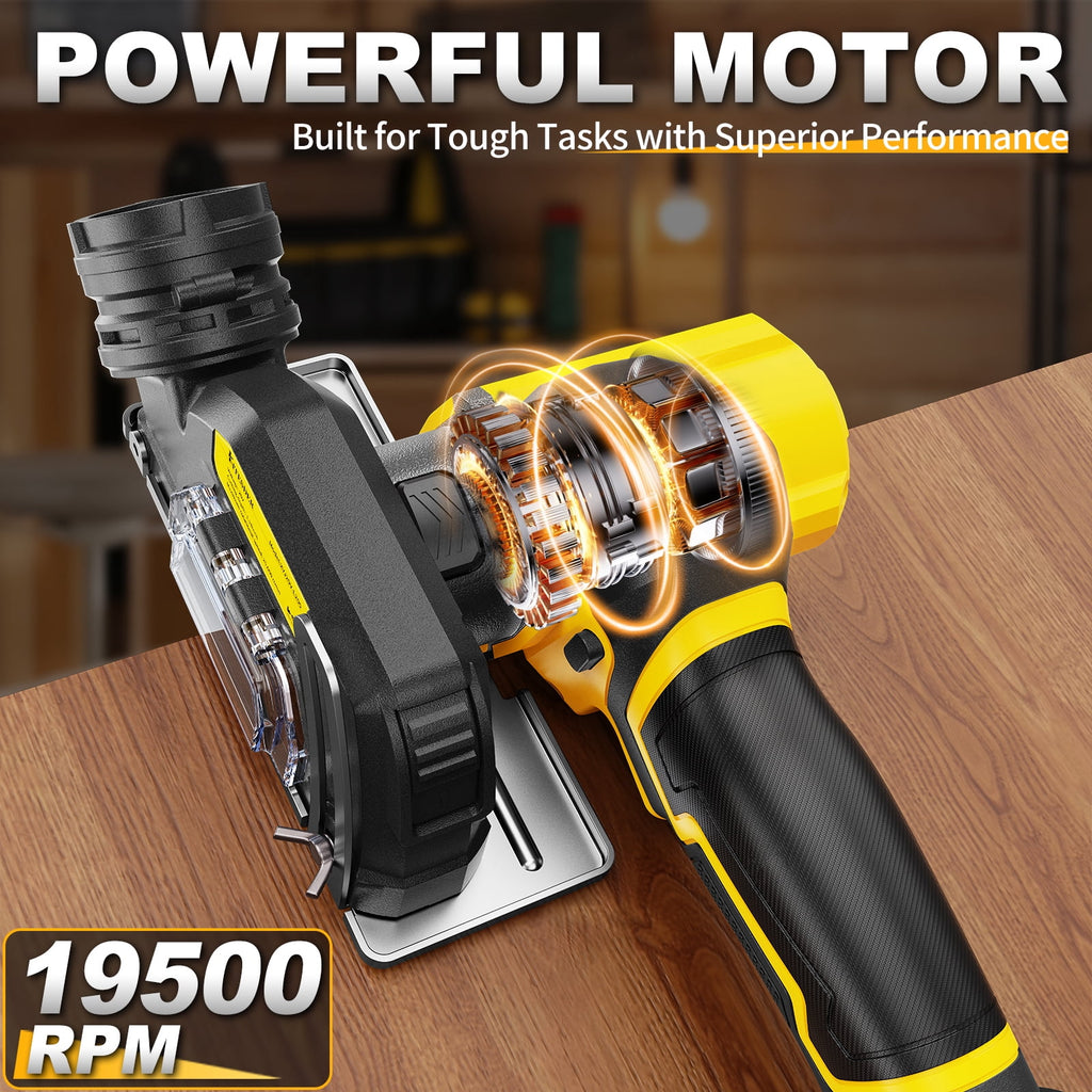 20V 3 Mini Cordless Circular Saw with Battery & Charger, 25000RPM, Blade Guard Included, Cuts Tile Wood Metal Plastic, for DIY & Construction, Local Warehouse Shipping