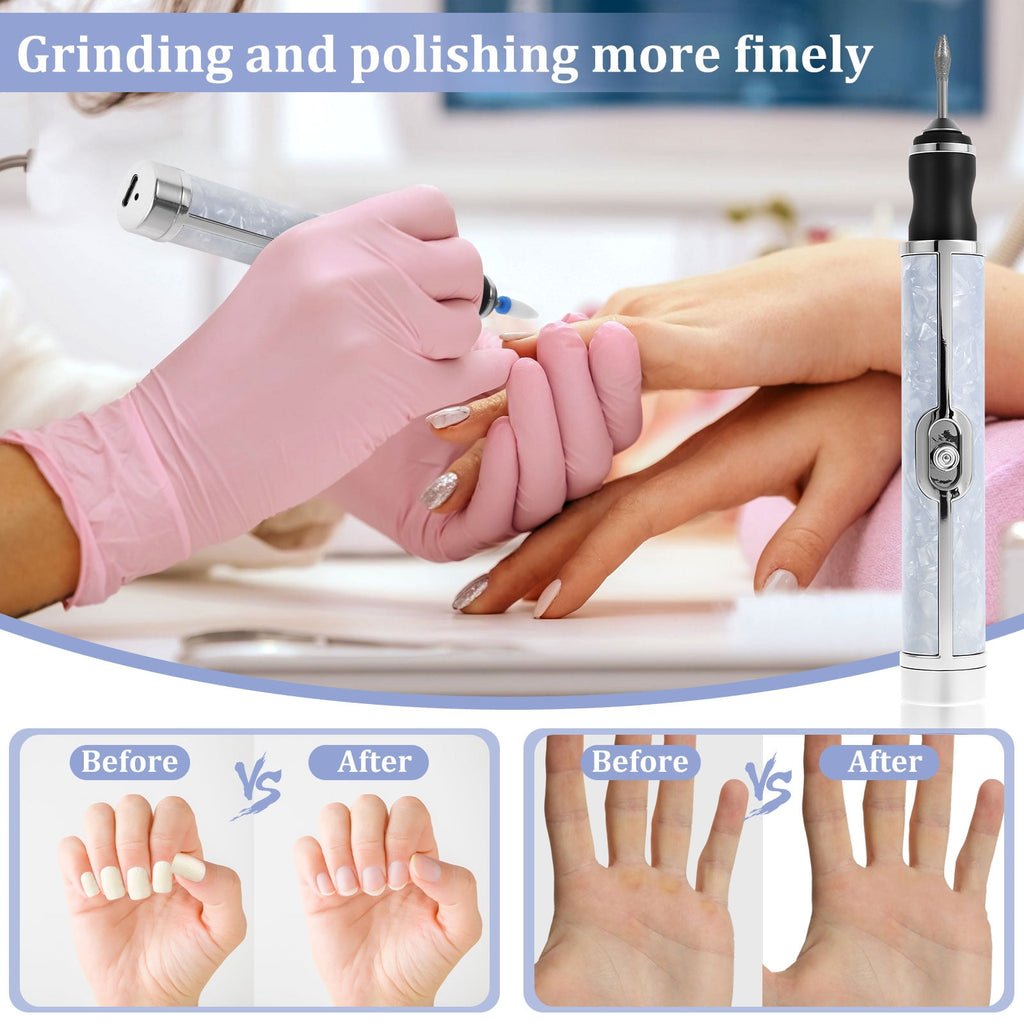 FYJUCPA Aluminium Alloy Electric Nail File Kit for Thick Toe Nails Rechargeable 4 Gears Electric Nail Drill Machine Low Noise Electric Nail Grinder for Various Nails and Shapes