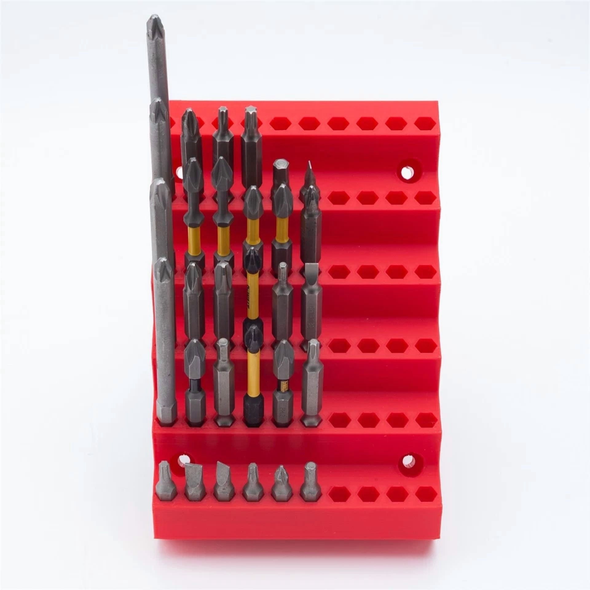 KNACK - New 70 Slots Hex Drill Bits Tool Holder Wall Mount Drill Bits Organizer Case Us