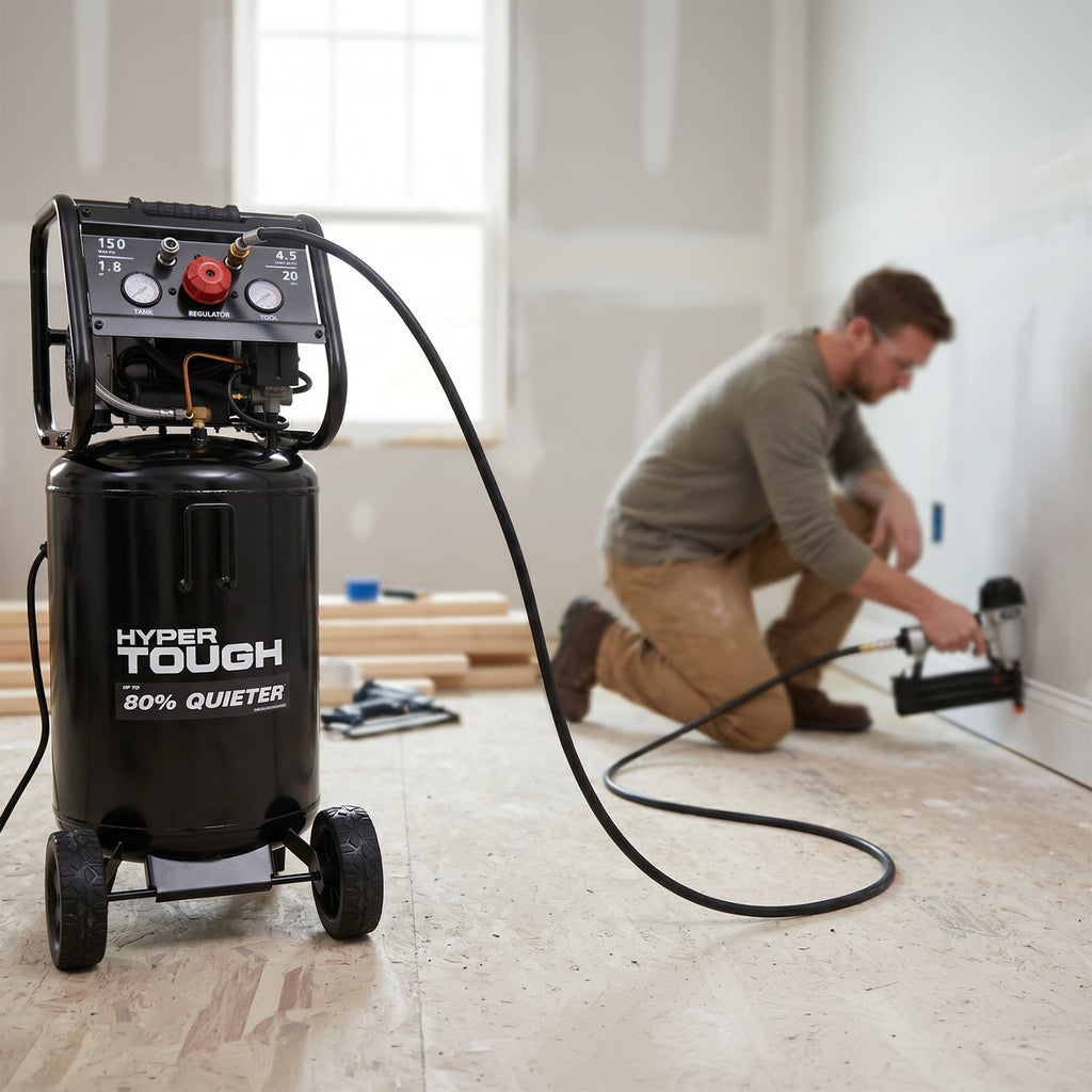 Hyper Tough 20 Gallon 1.8 HP Vertical Quiet air compressor 150psi