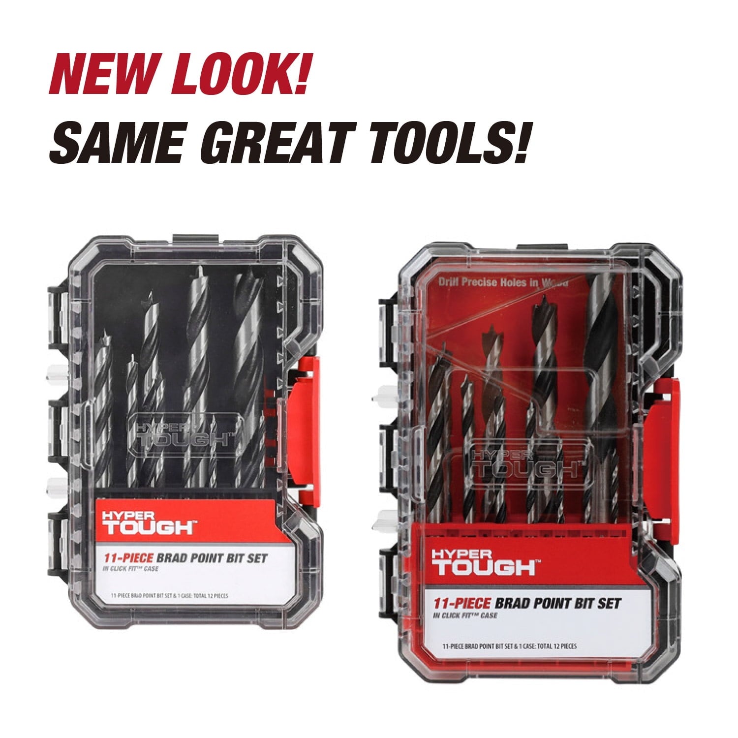 Hyper Tough 11-Piece Brad Point Bit Set in Click Fit Case