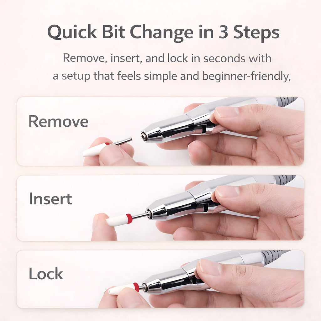 STARBIAO Electric Nail Drill Kit 40000 RPM, Rechargeable Cordless Nail File with LCD Display, Low Heat Low Noise Low Vibration, E-File for Acrylic Gel Nails, Manicure Pedicure for Home Salon