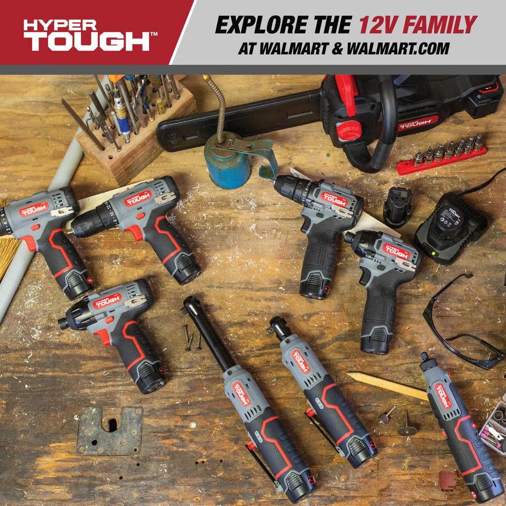 Hyper Tough 12V Max Cordless Brushless Impact Wrench with 4.0Ah Lithium-Ion Battery and Charger, 225 ft-lbs Torque