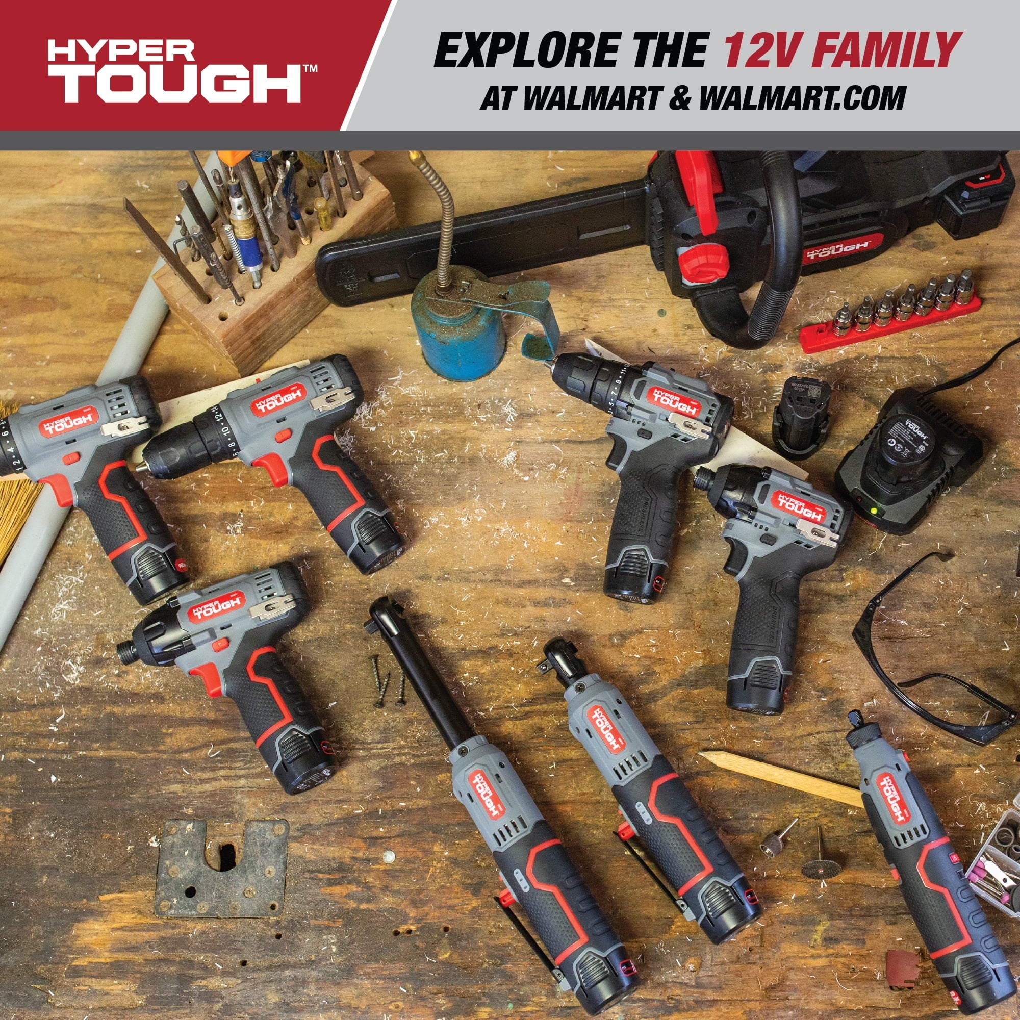 Hyper Tough 12V Max Cordless Brushless Impact Wrench with 4.0Ah Lithium-Ion Battery and Charger, 225 ft-lbs Torque