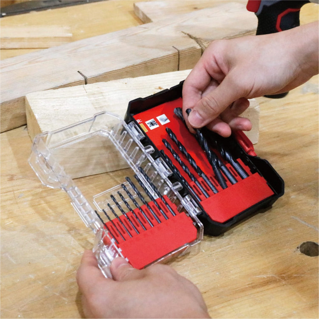 Hyper Tough 15-Piece Black Oxide Drill Bit Set in Click Fit Case