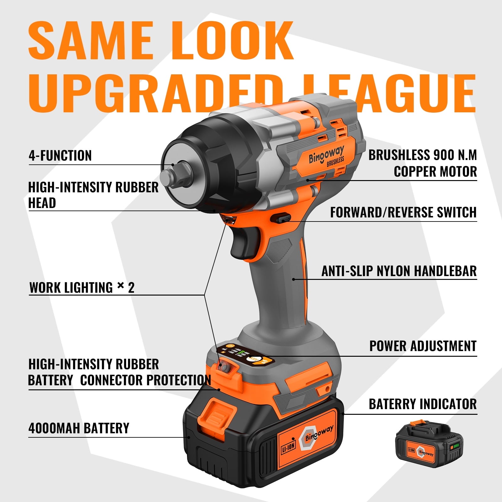 900N.m Brushless Impact Wrench, 21V Cordless Electric Impact Gun 1/2 Inch, High Torque Impact Driver, 2 × 4.0Ah Impact Dril Tool Set, 5 Sockets,8 Drill,10 Screws, Variable for Car Truck Mower Repair