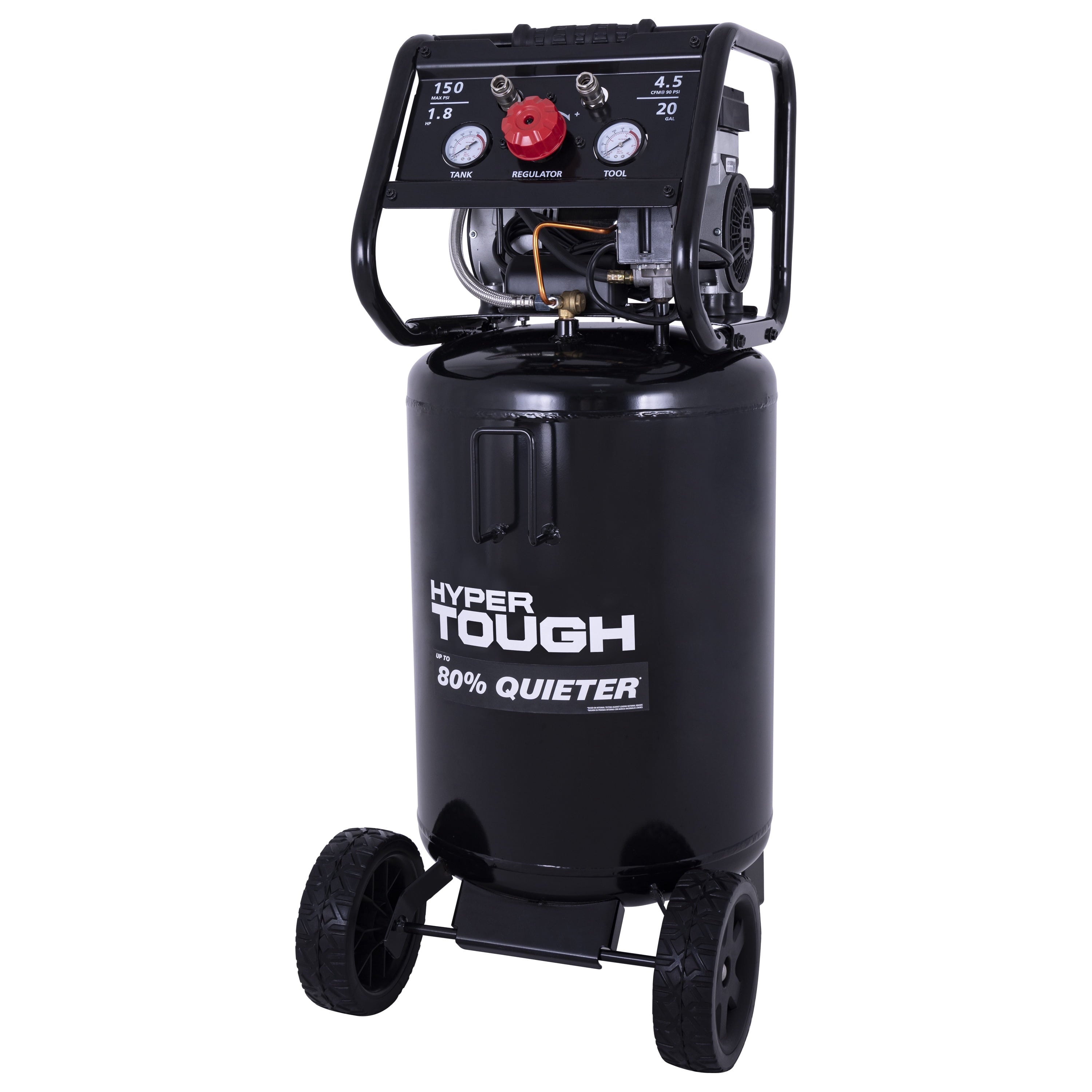 Hyper Tough 20 Gallon 1.8 HP Vertical Quiet air compressor 150psi
