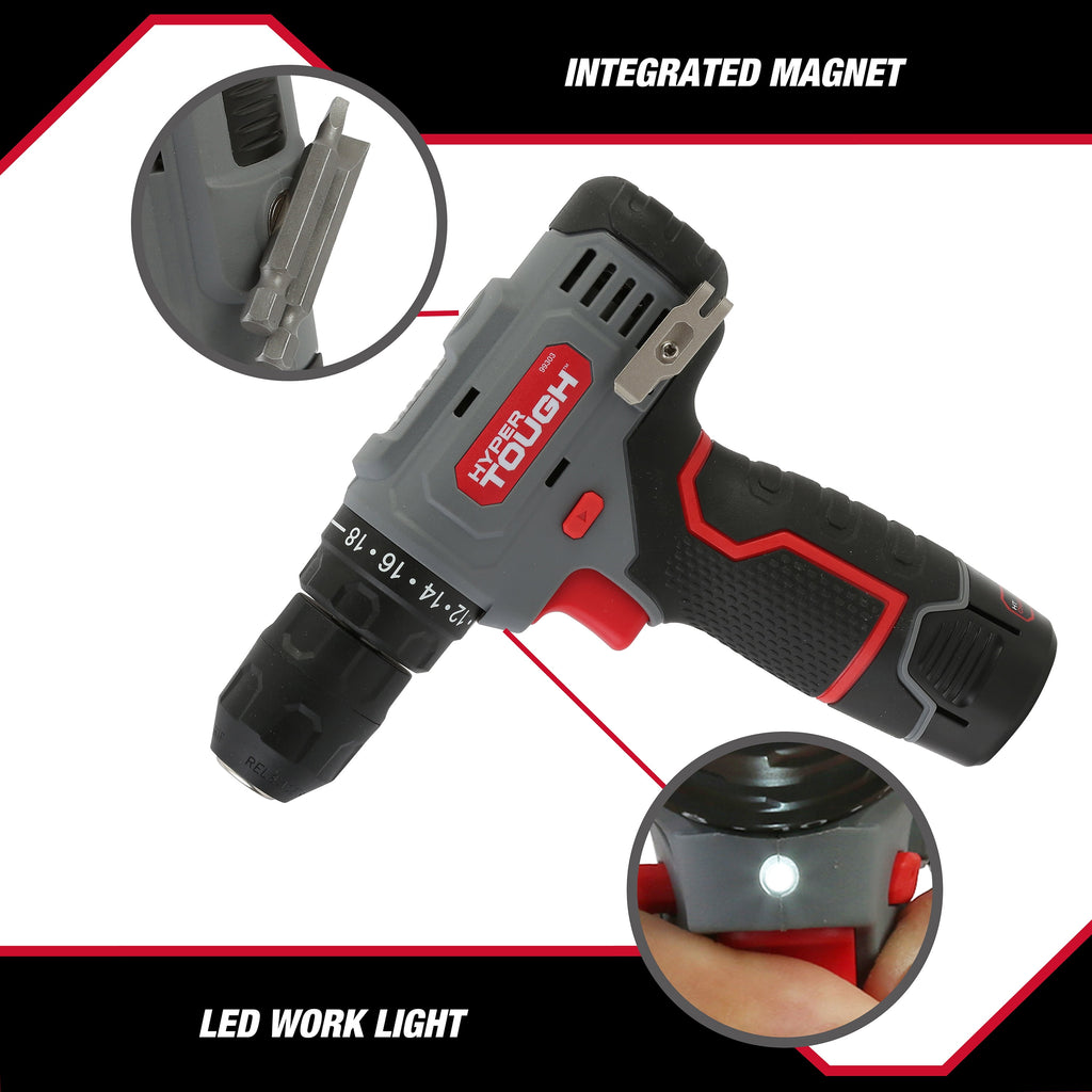 Hyper Tough 12V Max Lithium-Ion Cordless 3/8-inch Drill Driver with 1.5Ah Battery, 99303