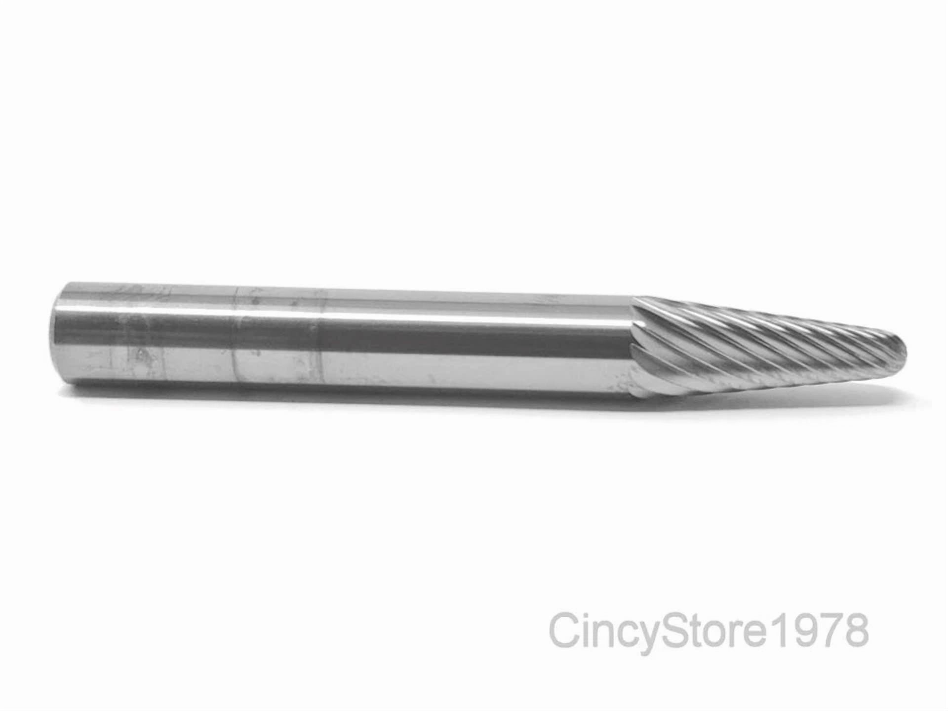 KLYNE - Sl1S 14 Degree Taper Radius Carbide Burr Bur Cutting Tool Die Grinder Bit 1/4