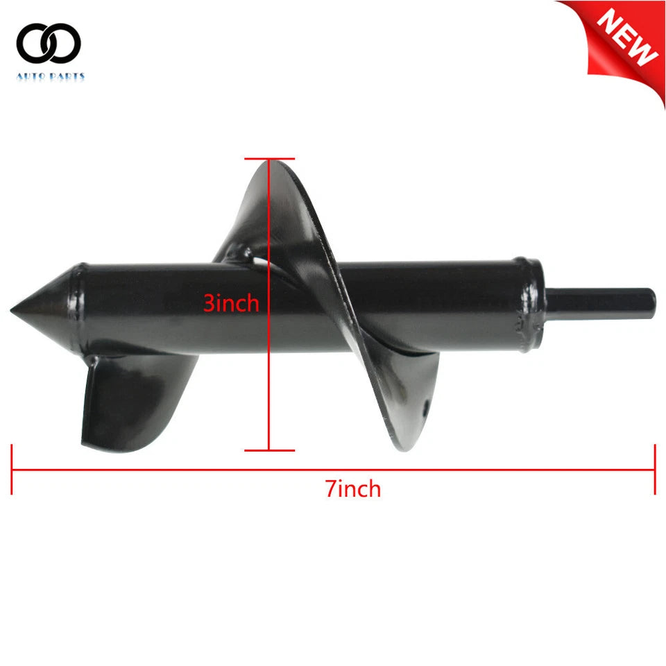 PURELY- 3'' × 7'' Auger Drill Bit Black Garden Plant Flower Bulb Rapid Planter Spiral