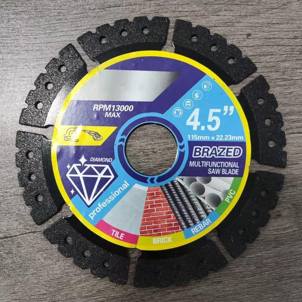 Diamond Multi-Purpose Saw Blades, 4.5 Inch Angle Grinder Cutting Discs for Metal Tile Stone Plastic, 4-1/2 Ultra Thin Brazed Blades Multipurpose Circular Blade for PVC Glass Cutting(3PCS)