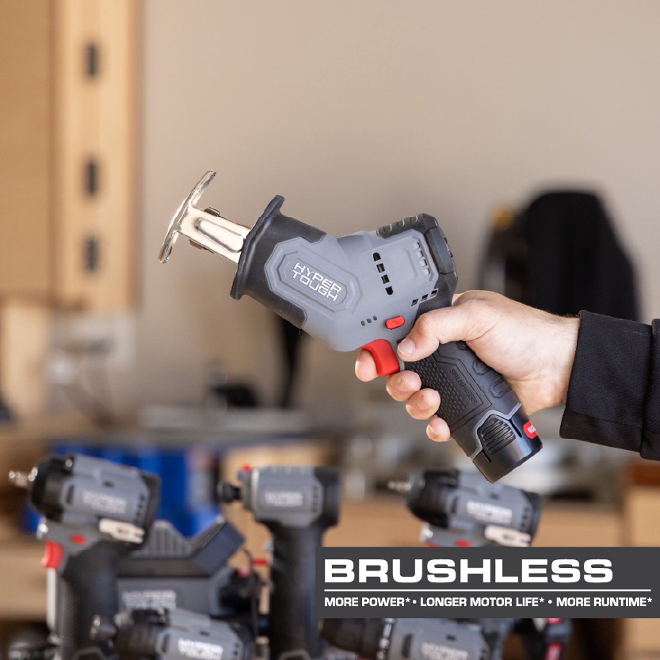 Hyper Tough 12V Brushless Cordless Reciprocating Saw with 1.5Ah Battery