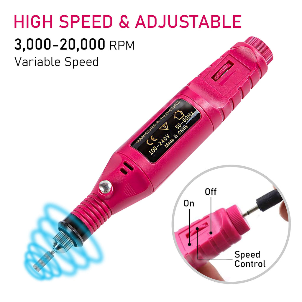 Pinkiou Electric Nail Drill Machine Nail Drill Kit 20000 RPM Portable Nail Drill for Acrylic Nails, 6 Acrylic Gel Remover Nail Tools, Nail Polishing Machine Pedicure Set